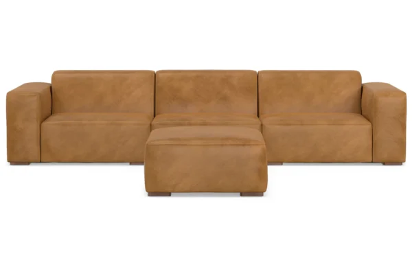3 Seater Sofa and Ottoman in Genuine Leather